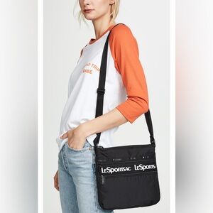 LeSportSac Candance Crossbody Bag Purse Nylon Spellout Logo Black Zippered